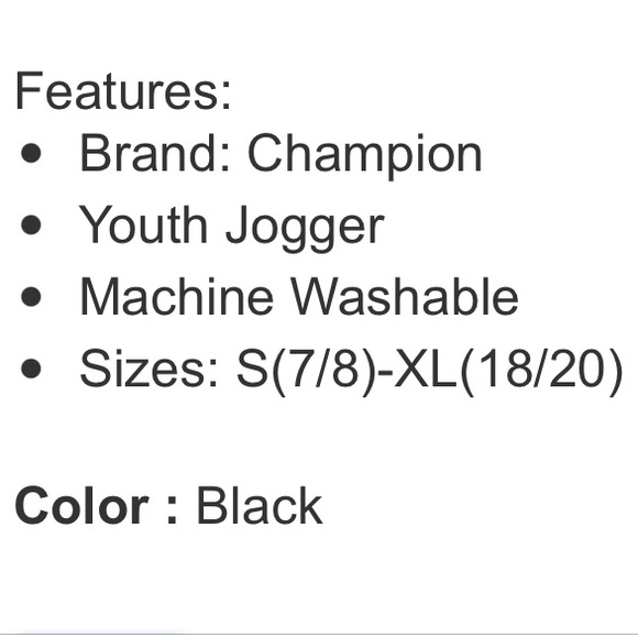 Champion Youth Jogger, Black, size: S (7/8) - Picture 4 of 6